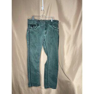 Rock Revival Reid Jeans Mens 38 x 32 Green Distressed
